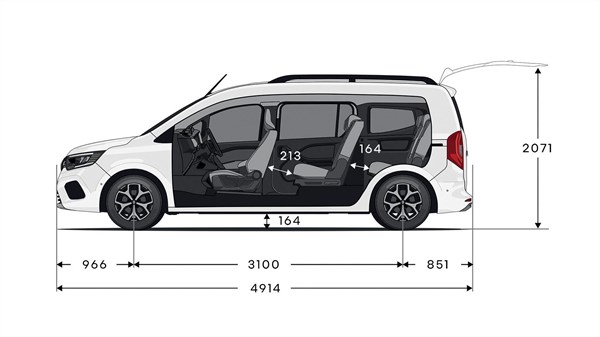 vehicle dimensions - modular layout - Renault Grand Kangoo
