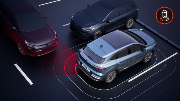 Renault Symbioz full hybrid E-Tech - avertisseur de sortie de stationnement en marche arrière