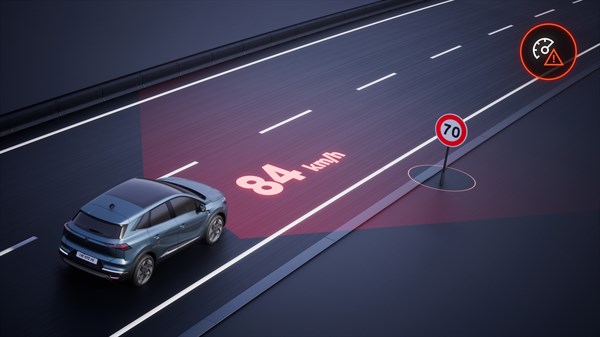 Renault Symbioz full hybrid E-Tech  - traffic sign recognition with speed alert